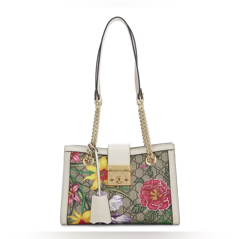 Gucci Padlock GG Supreme Flora Small Shoulder Bag